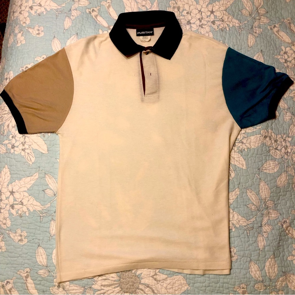 Medium Multi-Coloured Short-Sleeve Polo Shirt by Puritan